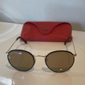 Round Leather Rim Ray Bans